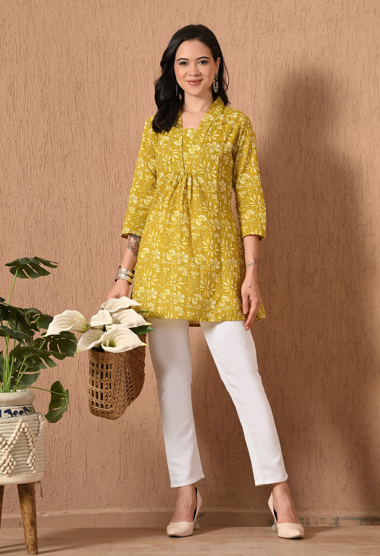 Ethnic Motifs Printed Pure Cotton A-line Kurti
