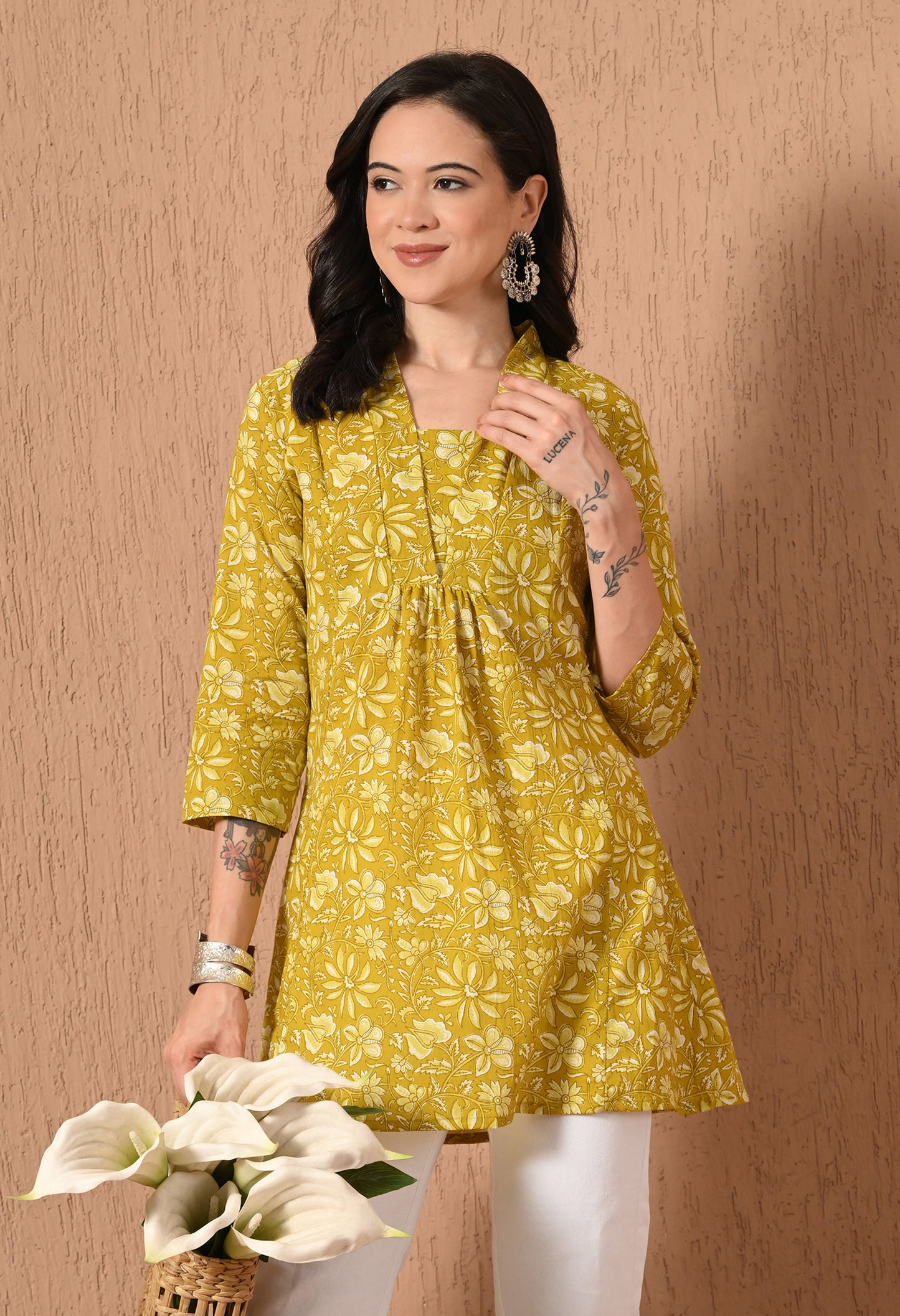 Ethnic Motifs Printed Pure Cotton A-line Kurti