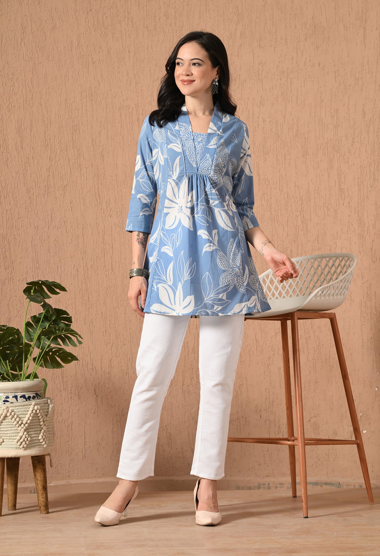 Floral Printed Pure Cotton Tunic