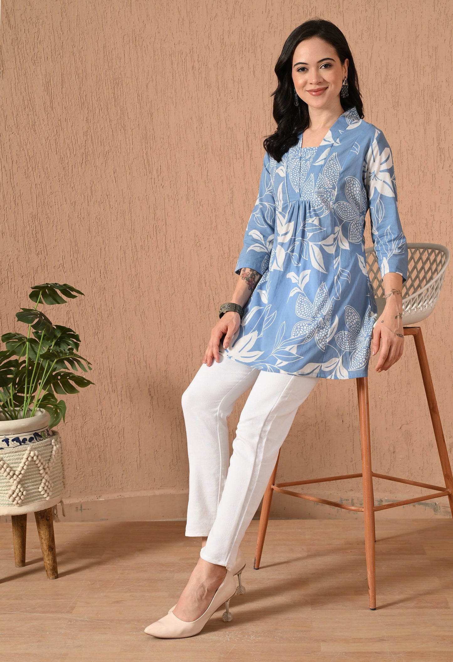 Floral Printed Pure Cotton Tunic