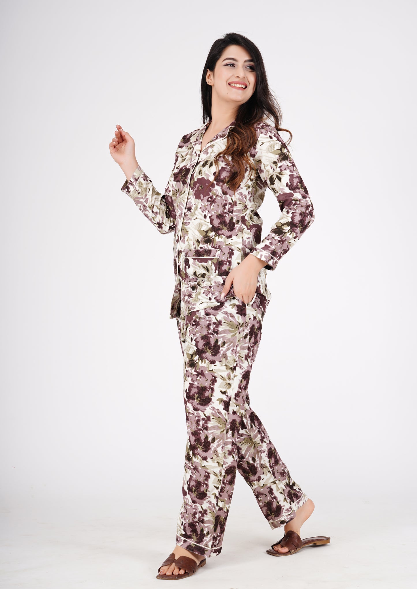 Floral Printed Shirt With Pyjama