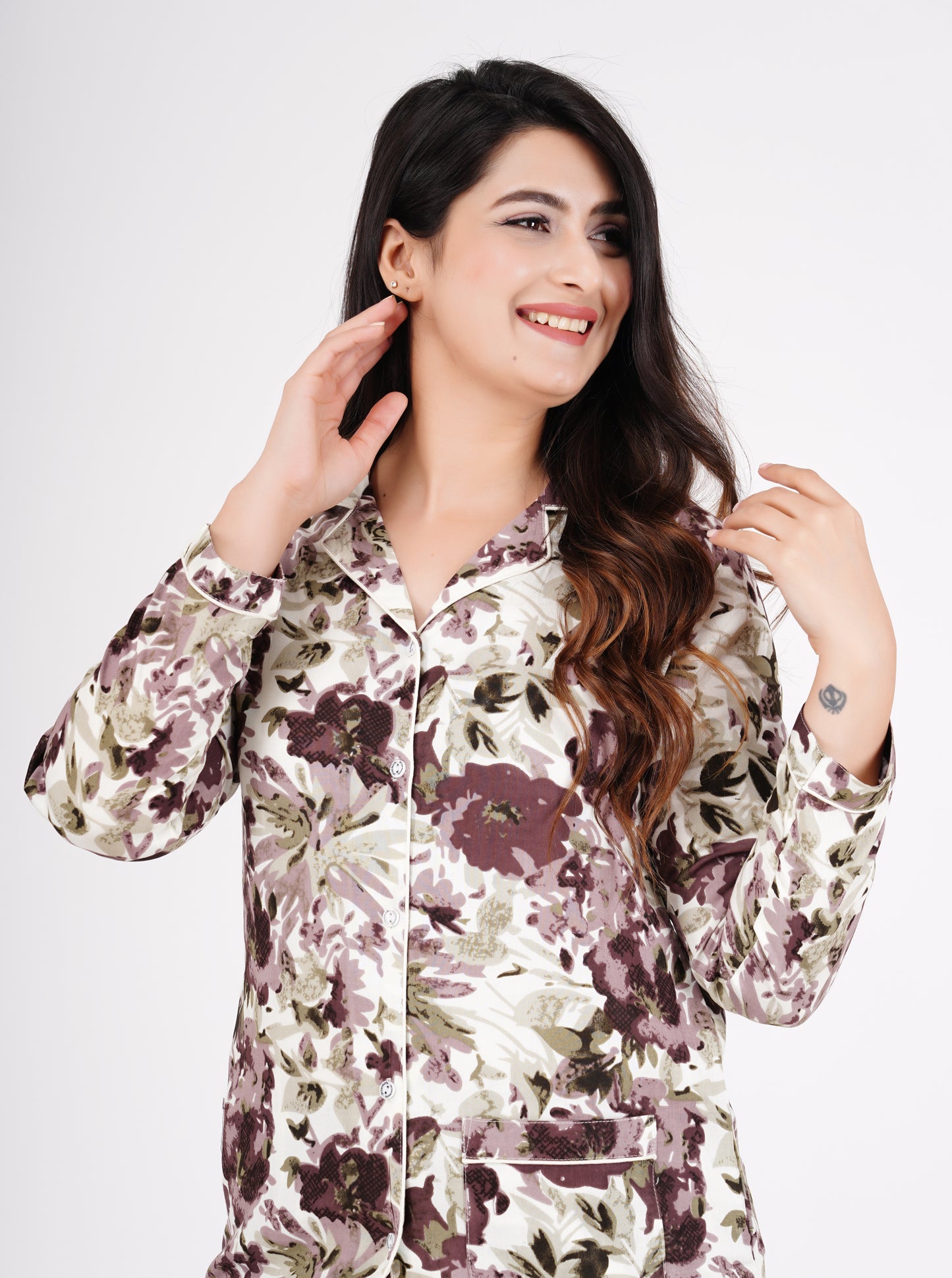 Floral Printed Shirt With Pyjama