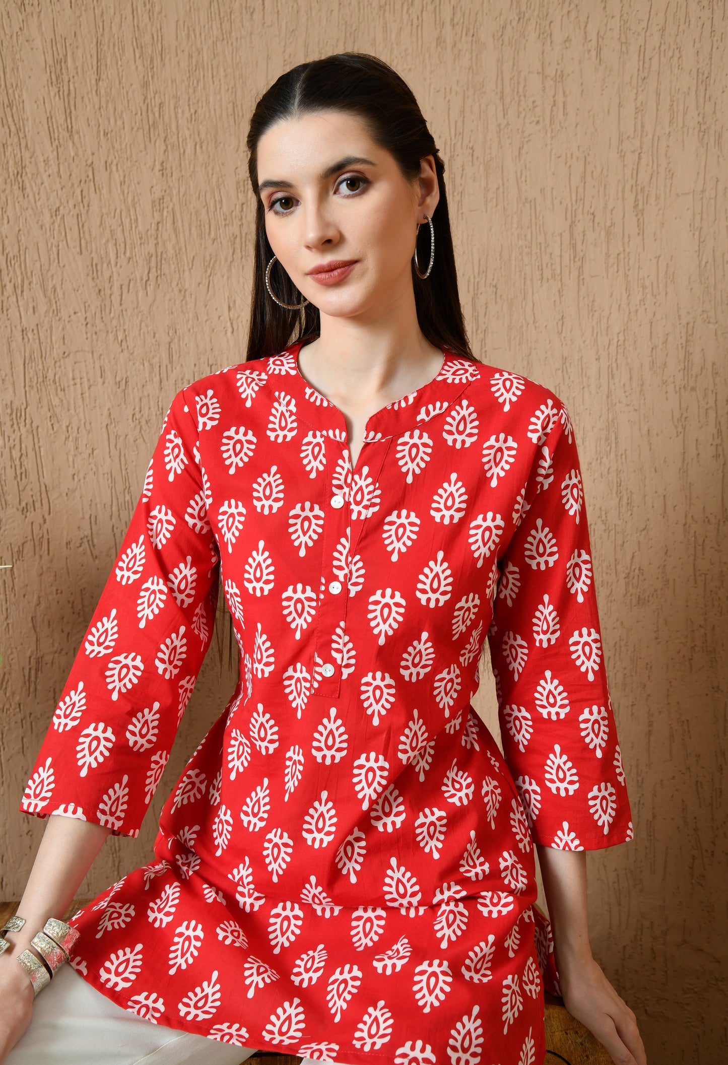 Ethnic Motifs Printed Pure Cotton Straight Kurti