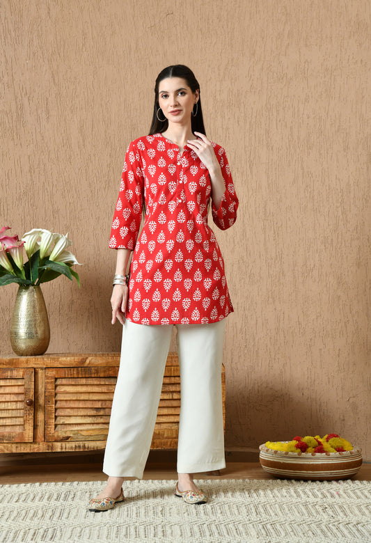 Ethnic Motifs Printed Pure Cotton Straight Kurti