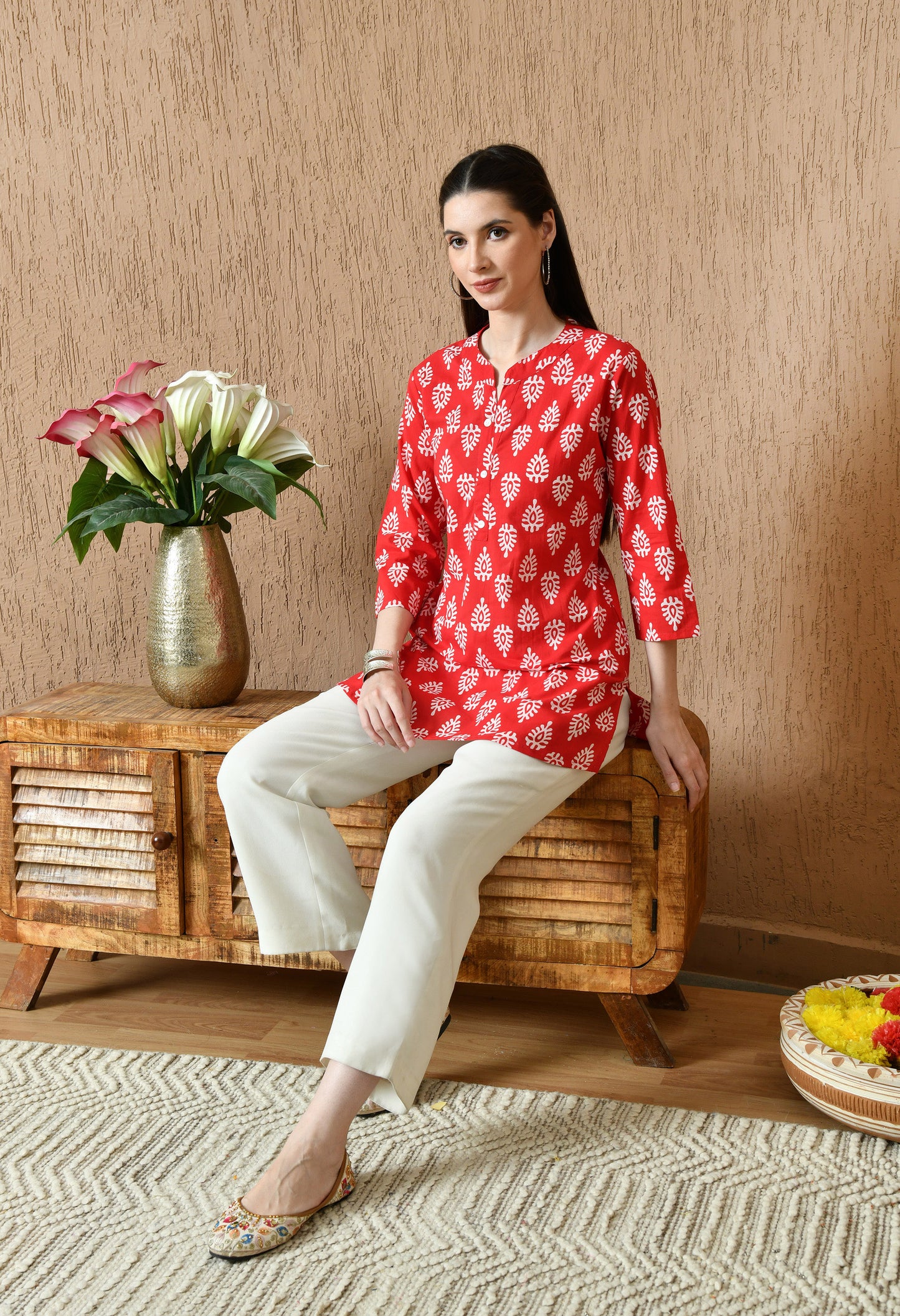 Ethnic Motifs Printed Pure Cotton Straight Kurti