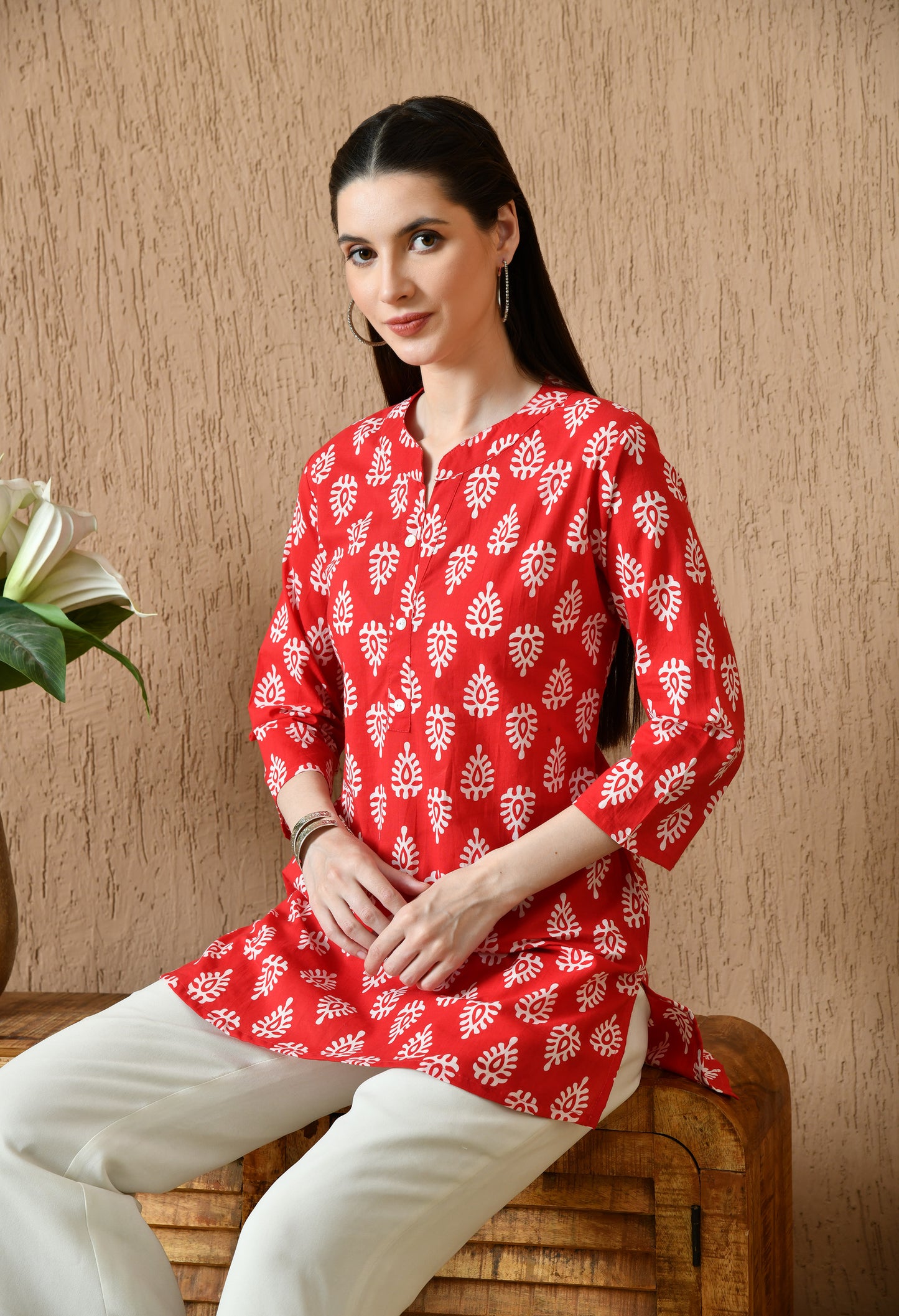 Ethnic Motifs Printed Pure Cotton Straight Kurti