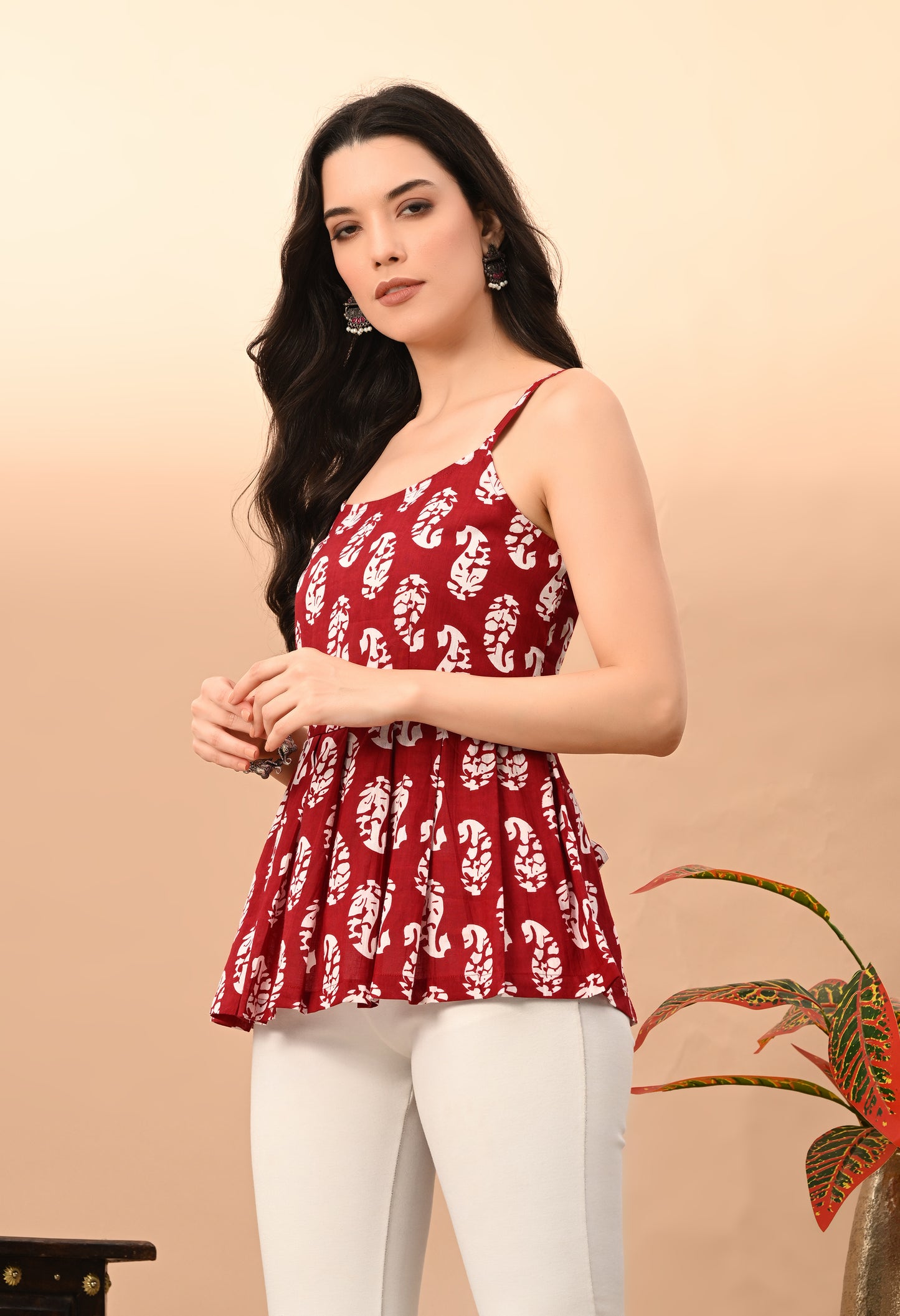 Paisley Printed Pure Cotton Anarkali Kurti
