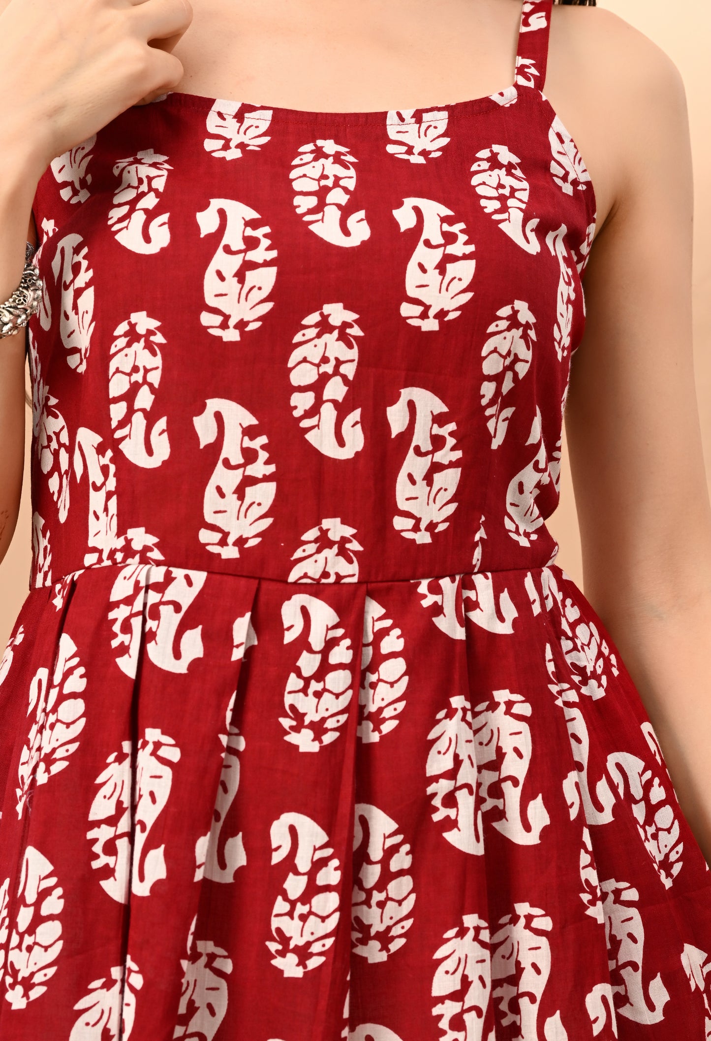 Paisley Printed Pure Cotton Anarkali Kurti