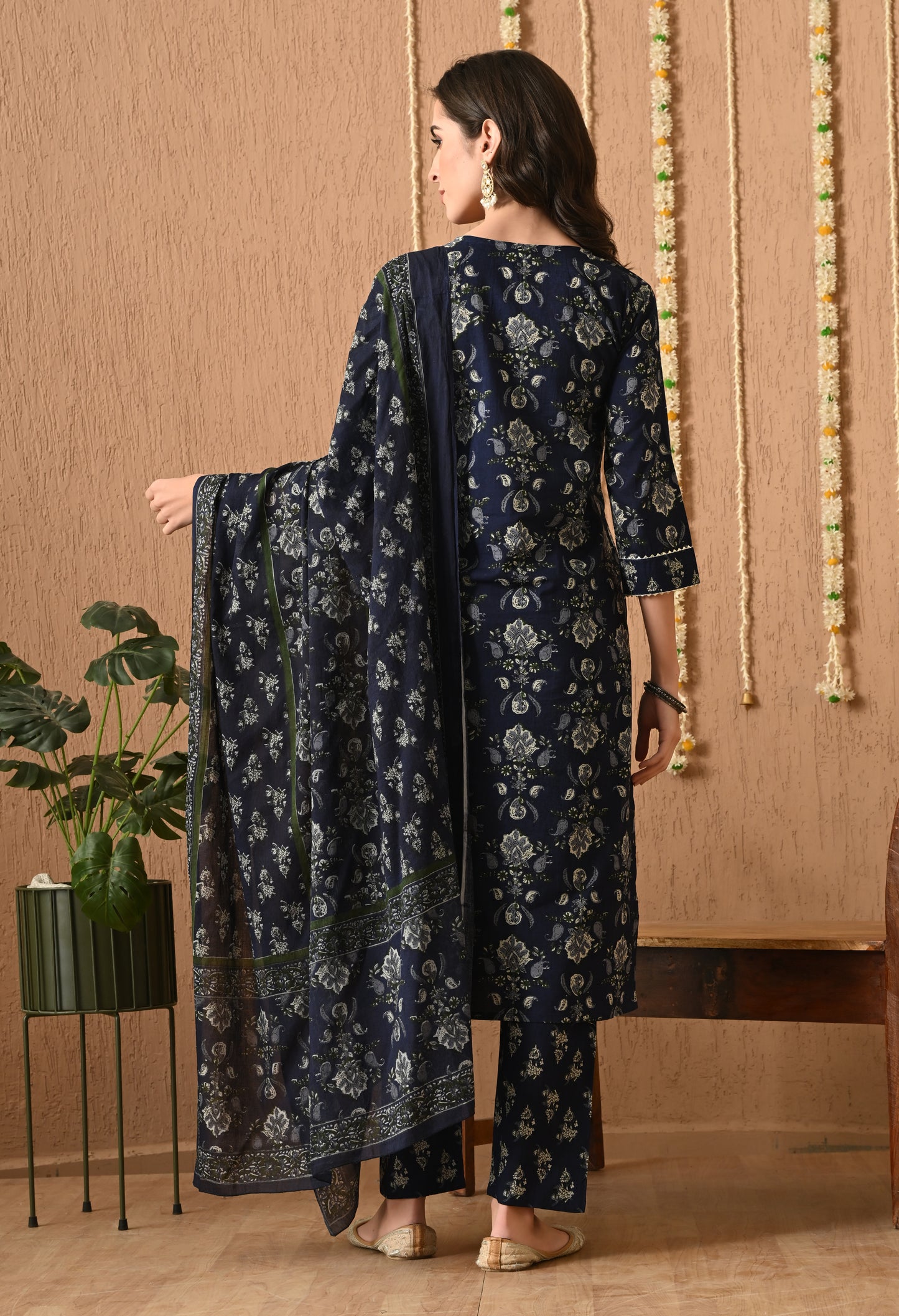 Floral Printed Pure Cotton Straight Kurta Set