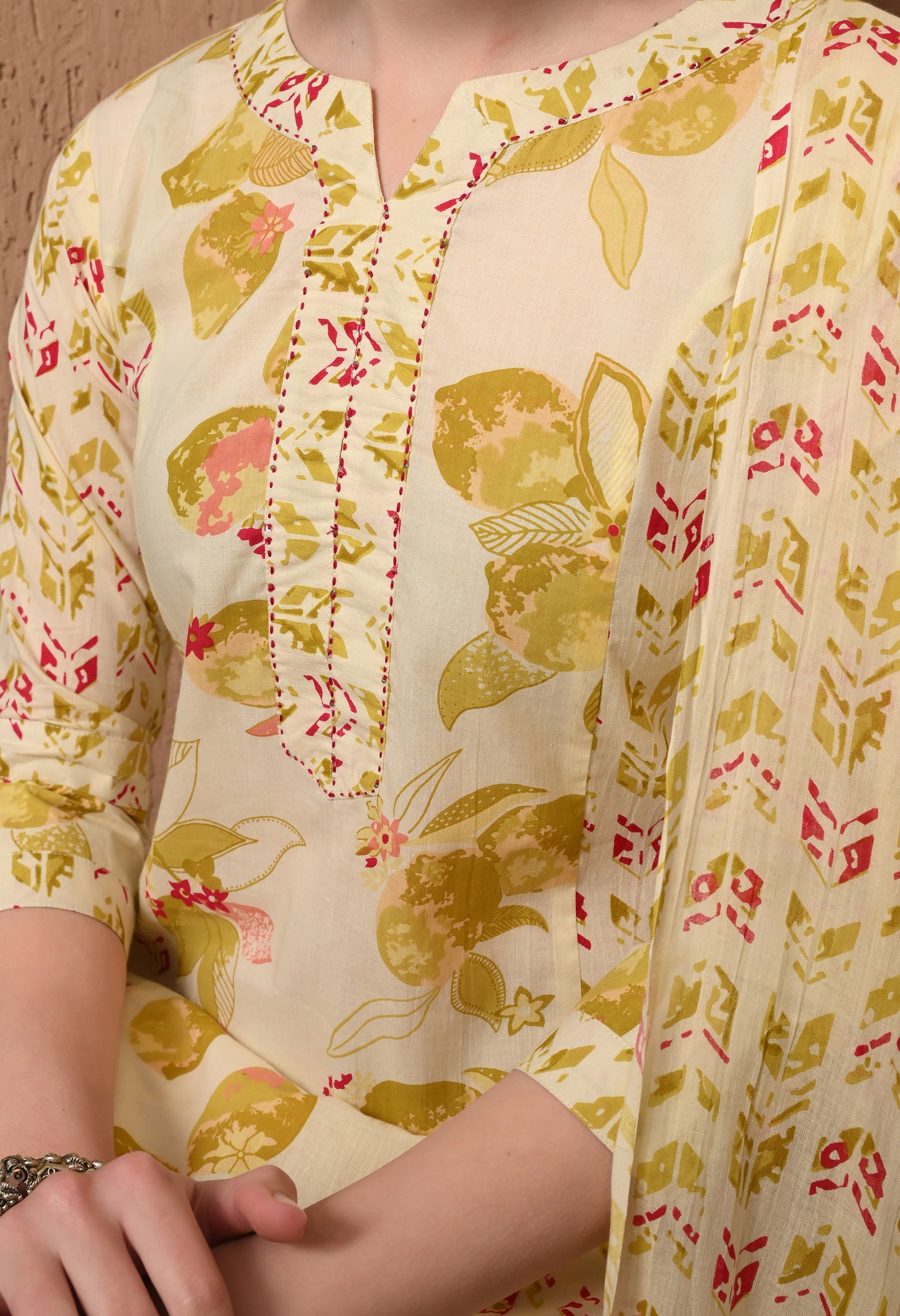 Floral Printed Kurta Pant Set with Dupatta