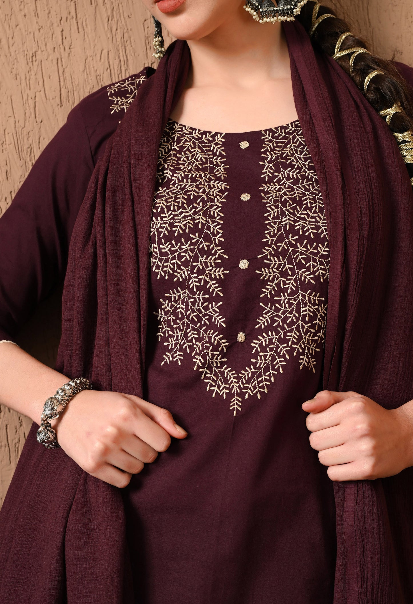Ethnic Embroidered Kurta Set With Dupatta