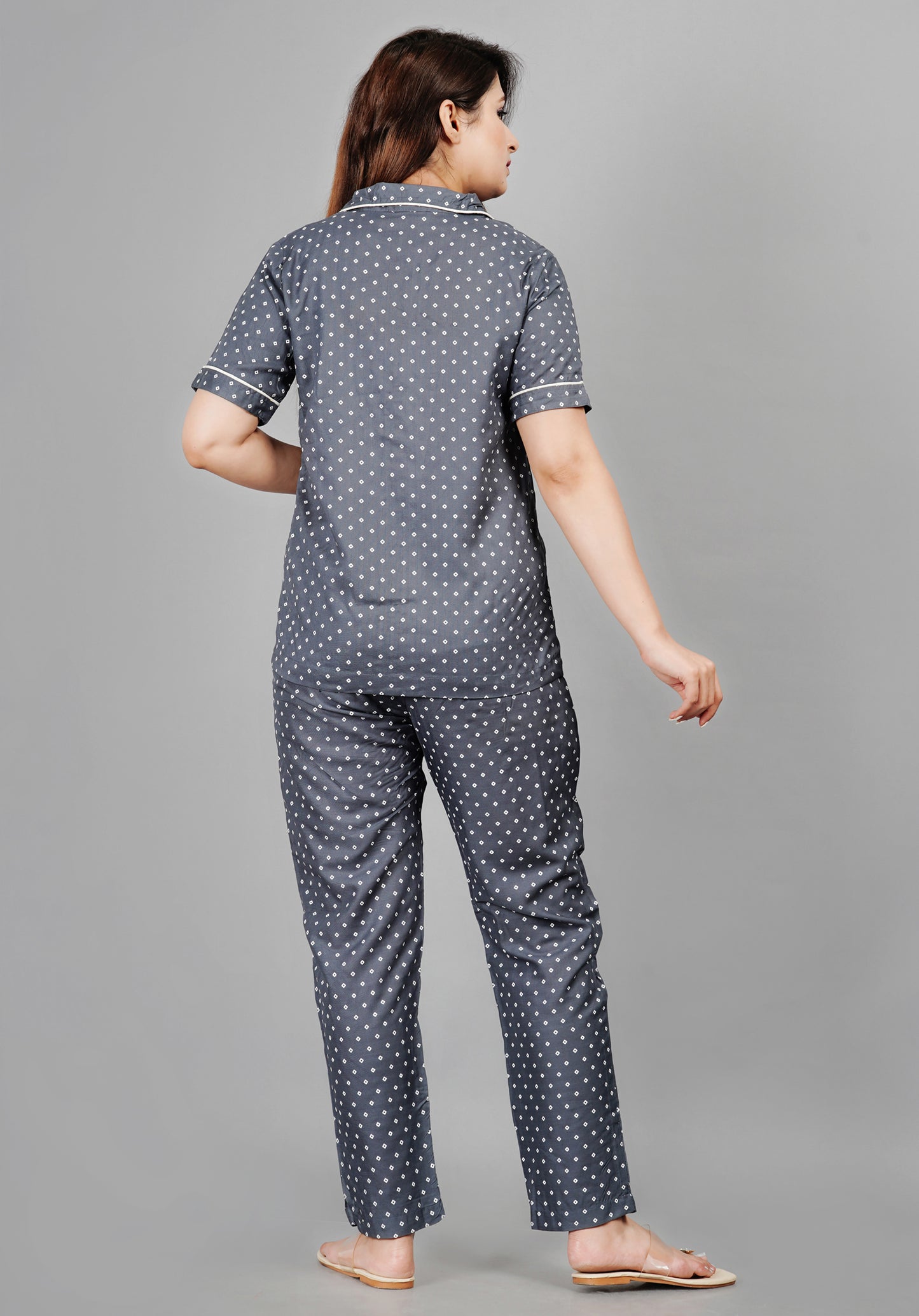 Geometric Printed Rayon Night suit