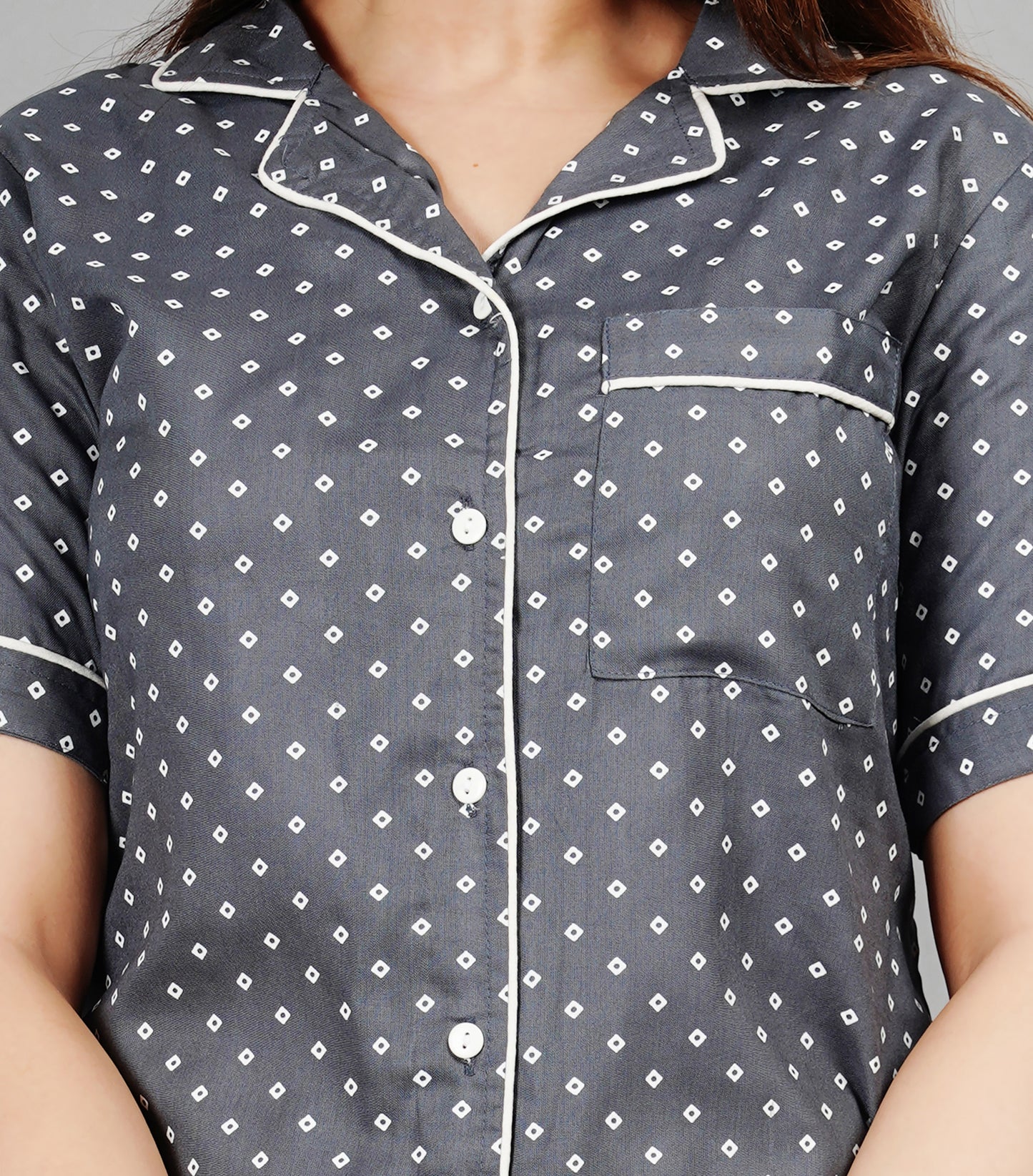 Geometric Printed Rayon Night suit