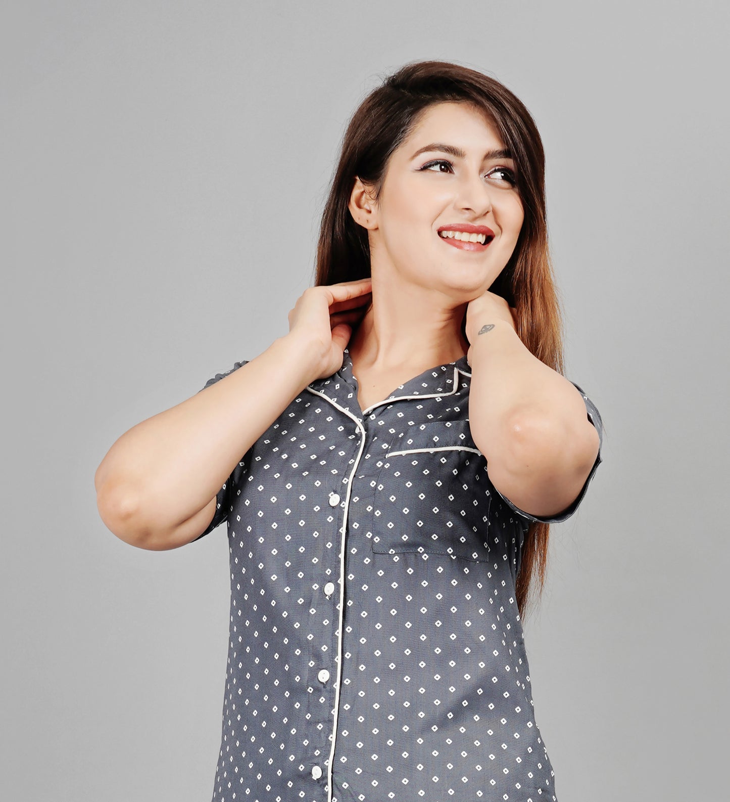 Geometric Printed Rayon Night suit